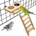 Tfwadmx Bird Food Stainless Steel Cups Wooden Perch Stand Hanging Feeder Bowls Feeding and Watering Supplies for Parakeets Conures Cockatiels Budgie Parrot - size: Style 1