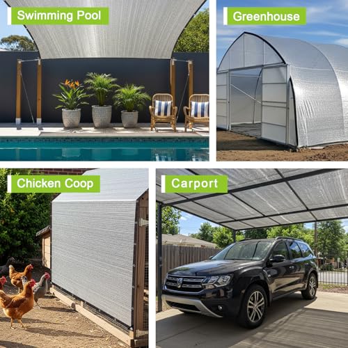 SUNNY GUARD 99% Aluminum Sun Shade Cloth, 6x12FT Heat Reflective Tarp | Reflective Aluminum Shade Cloth Blocks 99% Sunlight, Reduces Heat Buildup, and Keeps Gardens, Greenhouses and Cars Cooler - color: Sliver-99% Shade, size: 6x12FT