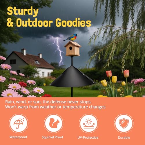 Squirrel Baffle for Bird Feeder Pole, Squirrel Guard Defender, Squirrel Proof Bird Feeders for Outdoors Hanging Cover, Outside Pole Mount Bird House Guard for Outdoor Shepherd's Hook, 19In, 1 Pack