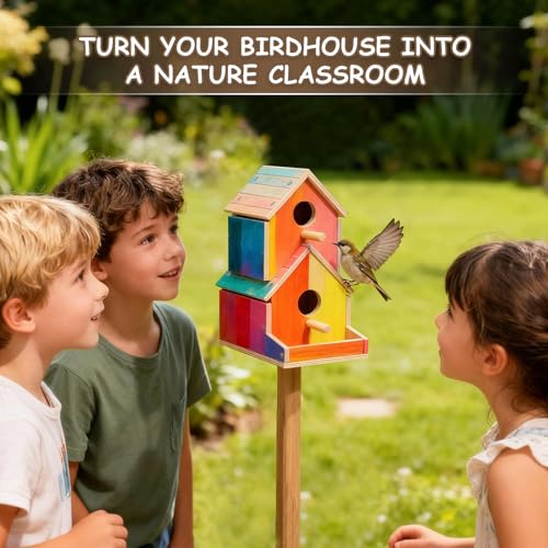 SainSmart Jr. Bird House 2-Story, Wooden Birdhouse Kids Woodworking Kit with Brushes and Paint - DIY Woodcraft Building Projects for Kids and Adults - STEM Teaching Tools, Ideal Gift for Boys & Girls