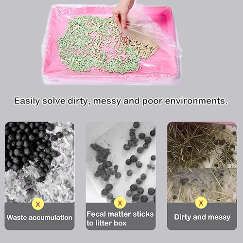 Disposable Small Animal Cage Liner Rabbit Litter Box Liners Tray Film Bags | Quick Cleanup Leak-Proof Pet Toilet Plastic Film Liner for Rabbit Guinea Pig Chinchilla Bird Cage & Litter Pan - style: 50 PCS, L+W+D<24''