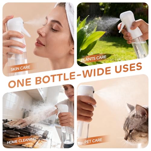 AMOMELA 2Pcs Continuous Spray Bottle For Hair,Ultra Fine Refillable Water Mister for Hair Styling, Plants, Cleaning, Salon, Misting & Skin Care（200ml/6.8oz Clear） (200ML 2PACK)