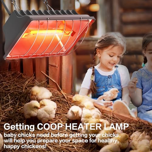 2 Pack 250W Chicken Coop Heater for Chicken Dog Kennel, Cat Bed, Reptiles & Incubators, 2 Heating Mode Warmer for Chicken Coop in Winter, Inside and Outdoor Pet Total 4 Heating Tube as Backup Lamp