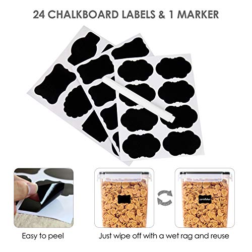 Vtopmart 3.6L Food Storage Containers, 4 PCS, Black | Airtight Seal, BPA Free, Food Grade Material, Dishwasher Safe (Not Lids), 4 Measuring Cups, 24 Labels - color: Black, size: 3.6L