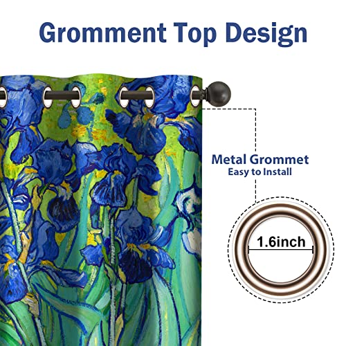 Irises Floral Blackout Curtains 2 Panel Set, 52"x84" | Blue and Purple Iris Flowers Art Decor Home Bedroom Living Room Abstract Art Decoration Darkening Grommet Window Drapes - color: Flower11, size: 52"W x 84"L (Pack of 2)