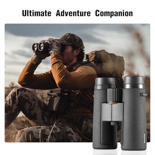 10x42 HD Binoculars for Adults High Powered with Low Light Night Vision – Lightweight Waterproof Binoculars with Smartphone Adapter for Hunting, Bird Watching, Stargazing & Outdoor Travel - color: Black-10x42