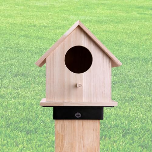 1 Pack Birdhouse Mounting Bracket for 4x4 Wood Post, Black, Metal Flange Holder for Owl Box, Bird Feeder, Mailbox