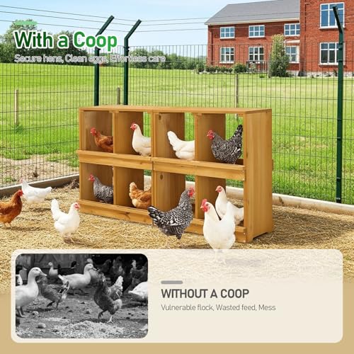 Outvita Nesting Boxes for Chickens 8 Compartments, Wood Chicken Nesting Box Wall Mount, Versatile Use Nest Box for Chicken Coop, Easy to Assemble for Chickens, Hens, Ducks - color: 8 Compartments
