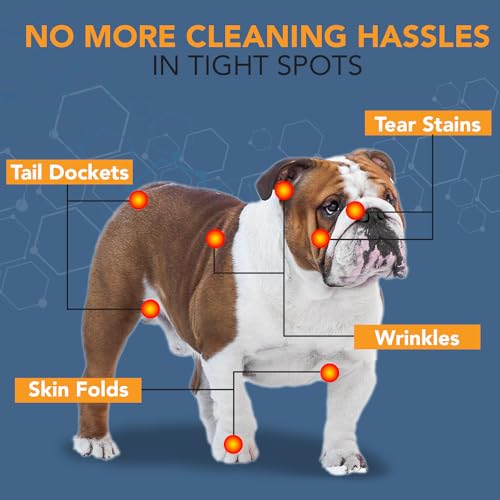 NOVEHA 120PCs - 5”x7” Large Dog Wipes | Wipes for Bulldog, French Bulldog, Pug, English Bulldog | Deodorizing, for Multiple Areas Removes Dirt, Wrinkles, Folds, Tear Stain, Tail Pockets & Paws - size: 120 Wrinkle Wipes