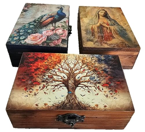 RK Collections Wooden Tree of Life Jewelry Trinket Keepsake Box. Decorative Case/Holder. (6.5" Tree of Life) - style: Tree of Life