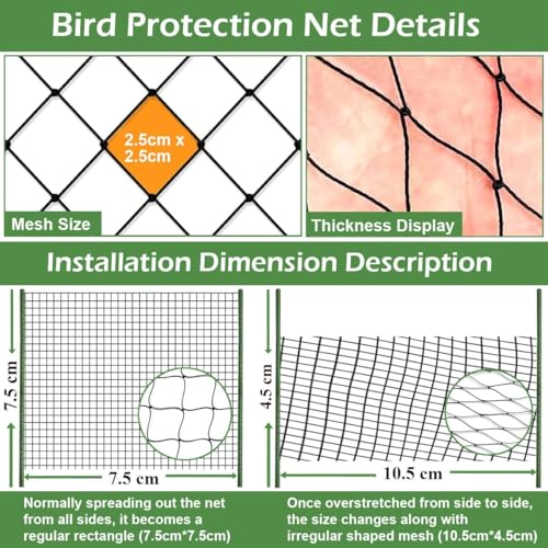 Poultry Netting 25x25 ft, 1" Square Mesh Heavy Duty Chicken Run Net, Garden Netting to Protect Plants, Fruit Trees, Vegetables from Birds, Deer, Pests & Animals for Farm, Orchard, Coop - size: 1 inch mesh - 25 x 25 ft