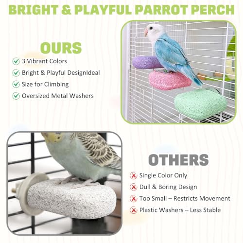 BNOSDM 4 Pcs Pink Bird Beak Grinding Stone Calcium Parrot Perch 3.1 * 2.6in - color: 4 Pcs- Pink (M+)