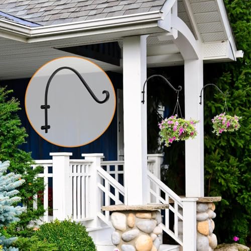 12 Inch Plant Hangers Outdoor,4 Pack Heavy Duty Plant Hanger Bracket | Hanging Basket for Plants Outdoor Brackets,80lbs Weight Capacity for Hanging Baskets,Bird Feeders,Lanterns and Wind Chimes - size: 12inch-4pcs