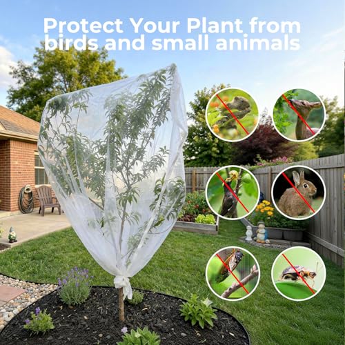 Fruit Tree Netting Cover with Zipper & Drawstring, 2 Packs 10ft x 10ft Insect Bird Barrier Netting for Garden Protection, Ultra Fine Mesh Garden Netting Pest Barrier, Extra Large - size: 10 x 10 ft(2 Packs)