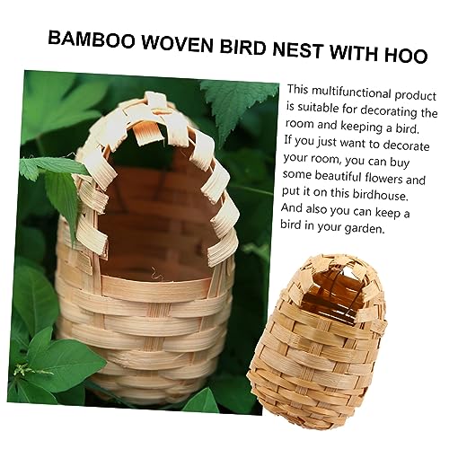SUPVOX 6pcs Handmade Bamboo Bird Nest Finch Bird Nests for Cages Bird House for Balcony Bird House for Warm Shelter Garden Hand Woven Art Crafts Natural Bird's Nest