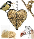 Bird Nesting Heart with Natural Fibers, Refillable Material Holder | For hummingbirds, outdoor garden art decor, gift for bird lovers
