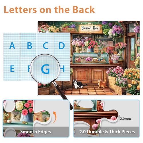Puzzles for Adults 500 Pieces, Beautiful Flower Store Puzzle for Adults 500 Pieces, Cat Jigsaw Puzzles for Seniors, Perfect for Game Nights Giving Puzzle, 20.5x15 in - style: Beautiful Flower Store