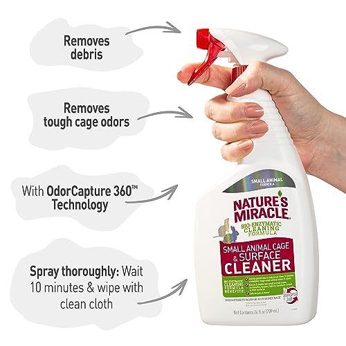 Nature's Miracle Small Animal Cage & Surface Cleaner, 24 oz | Bio-Enzymatic Formula Helps Break Down Tough Stains & Odors, Cleans & Deodorizes Cages & Accessories, Safe For Pets and Home* - size: 24 fl oz