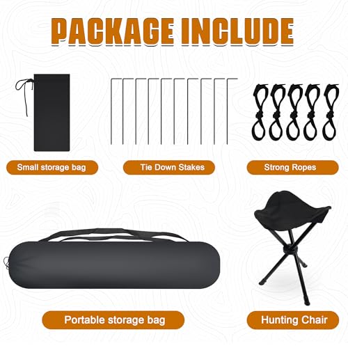 Extra Large Hunting Blind 4 Person with Portable Hunting Chair, 288 Degree See Through Pop up Ground Blinds for Deer Turkey Duck Hunting, Bow Hunting Adjust Windows with Silent Zipper - color: White