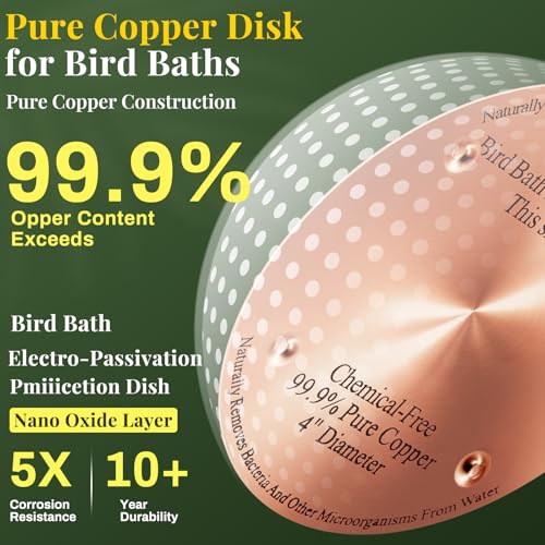 8 Pcs 4" Bird Bath Copper Disc, 0.6mm Thick | For Outdoor Birdbath Bowls Cleaner, Chemical-free Purification, Reinforced with 4 Point Support, Helps Prevent Algae - style: Classic