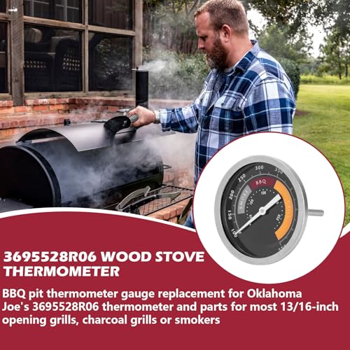 3695528R06 Grill Thermometer Fit for Oklahoma Joe's Smoker | 2 Pack Temperature Gauge BBQ Thermometer Gauge for Smoker Oven and Charcoal Gas Grills, 13/16-inch Accessories - size: 2 Pack