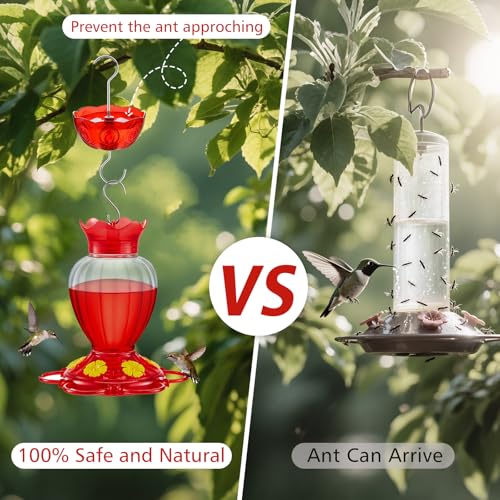 Ant Moat for Hummingbird Feeders, Humingbird Feeder Ant Moat, Vintage Style Hummingbird Ant Guard, 5 OZ Large Ant Moat, Ant Motes - Ant Guard(4 Pack, Red)