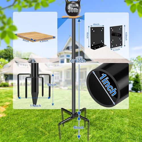 Ottsuls Bird Feeder Pole, 76 Inch Heavy Duty Bird House Pole Kit for Outdoors, with Wooden Board, 5-Prong Base Feeding Station for Wild Birds Watching, Adjustable Feeder Stand (House Not Included) - size: 76 IN-1Pack