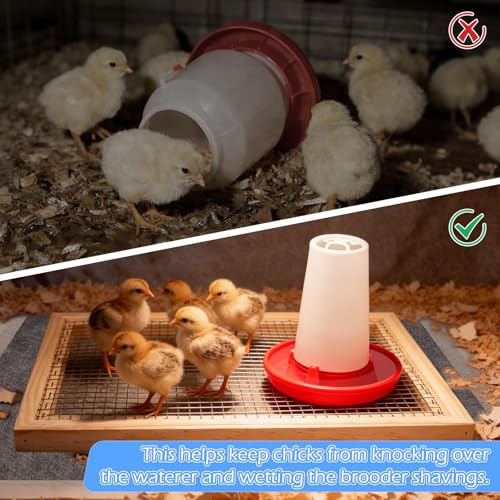 Chick Brooder Pads Kit with 4 Hatchling Liners, 1 Wooden-Frame Metal Grid Tray and 1 Cleaning Brush, Odor-Control Brooder Maintenance Kit, Keeps Feed and Water Clean, for Baby Chicks