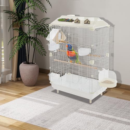 Bird Cage, 2-Tier Freestanding Flight Cage for Small Birds