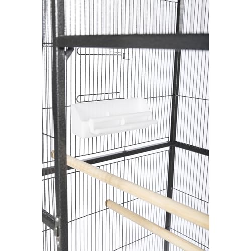 Prevue Pet Products Flight Cage with Stand - Large Metal Bird Cage with Removable Tray, Wood Perches, Double Feeders & Storage Shelf on Rolling Casters, Ideal for Small to Medium Birds - Black - color: Black