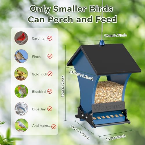 Wildpark Squirrel Proof Bird Feeders for Outdoors, 5LB Metal Hanging Feeders, Large Wild Feeders for Cardinals, Chickadees, Durable Backyard Feeders -One in Blue - color: Blue