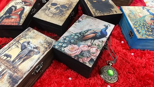 RK Collections Wooden Peacock Trinket Keepsake Box. Storage Box for Animal Lovers. Gift Case/Holder. (6.5" Peacock) - style: Peacock