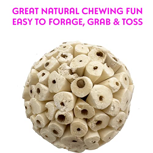 5100 Pk2 Big Sola Balls - Handmade Large Sized sola Wood Bird Foot Toys, Lightweight, Easy to Shred for Beaks and feet, Conditions While Pets chew, Excellent for med to Large Size Birds, Breaks Apart - color: Big Sola Balls, size: Pack 2