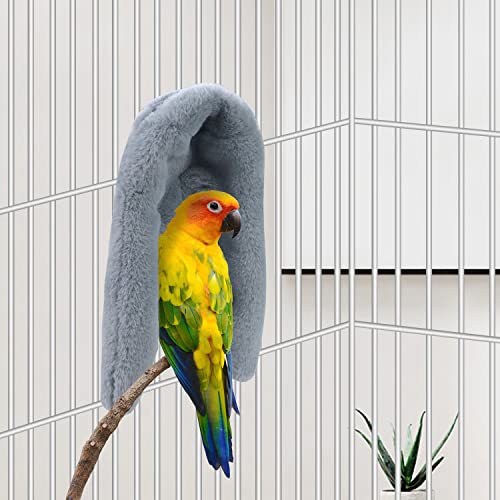 Wontee Cozy Bird Blanket Parrot Cage Snuggle Hut Warm Bird Nest House Bed Hanging Hammock for Parakeet Cockatiel Conure African Grey (Medium, Grey) - size: Medium
