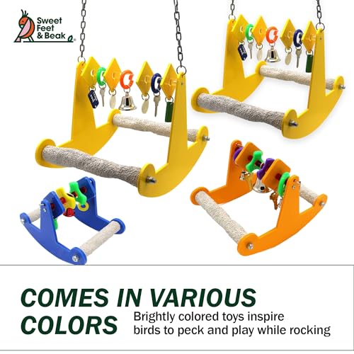 Sweet Feet and Beak Tweeter Totter Rocker, Two Perch Bird Swing, Large | Two Pedicure Perch Bird Toy, Made from Break Resistant Plastic, Hanging Toy for Play and Leg Activity, Available in 3 Colors - size: Extra Large