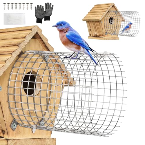 Tryly 2Pcs Bluebird House Protector Guards, Stainless Bird House Entrance,Designed for the Secure of Eastern Bluebird Homes and Their Chicks (Round) - style: Round