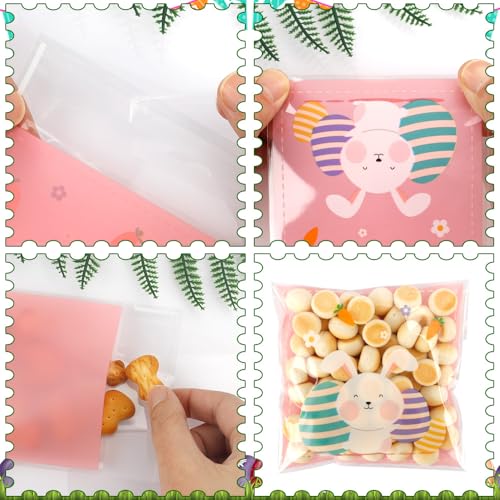 100 PCS Self Sealing Clear Easter Ziplock Bags, Easter Cellophane Treat Goodie Snack Party Favor Ziplock Cookie Bags Holiday Candy Bag Plastic Gift Bags for Gift Giving Wrap - color: 100 easter bags