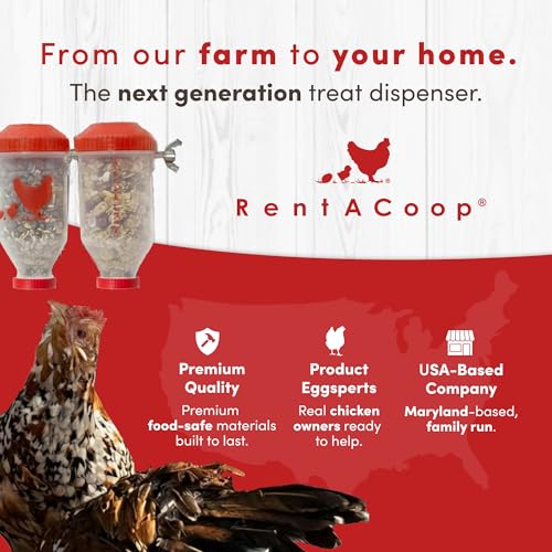 RentACoop Chicken Treat 4 Tube Dispenser – Multi-Treat Enrichment Toy - size: Large Clear Tubes