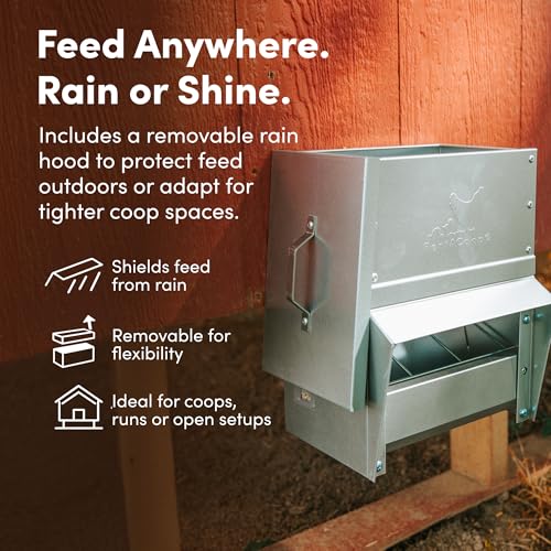 RentACoop Metal Trough Feeder, Gravity-fed 10lb Chicken Feeder - size: 10LB Capacity