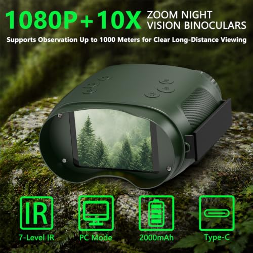 4K Digital Night Vision Binoculars, 10X Zoom, 2.8" HD Display | 4K Digital Night Vision Binoculars with 2.8" HD Screen, 10X Zoom, 1080P Video, Rechargeable Battery, Outdoor Gift Idea