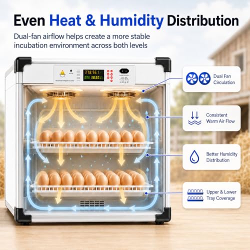 136 Egg Cabinet Incubator with Automatic Turner, Digital Temperature & Humidity Control, External Water Refill System, LED Display Hatching Machine for Chicken Duck Goose Quail & Pigeon Eggs