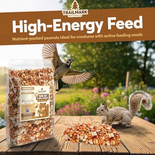 11 LB - Raw Shelled Peanuts for Squirrels, Out of Shell Peanuts for Birds and Wildlife- Squirrel Food, Wild Bird Seed - Grown in The USA