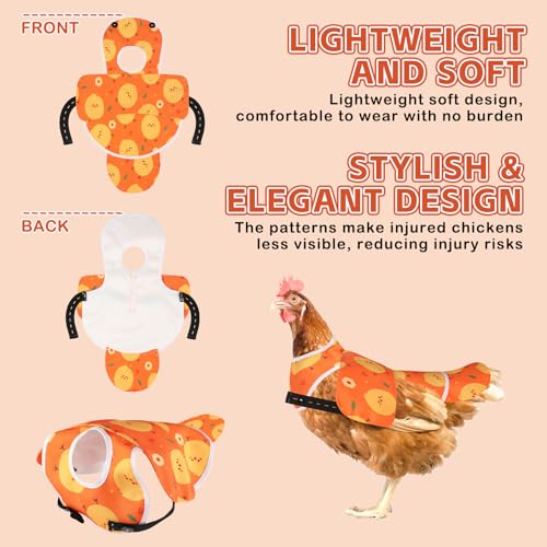 Esmorah Chicken Saddle for Hens, Large Breathable Anti-Pecking Hen Saddle | Chicken Aprons with Extended Shoulders, Wing & Tail Coverage Protection - Adjustable Straps for Feather Regrowth (Orange) - color: Cute Chick Orange