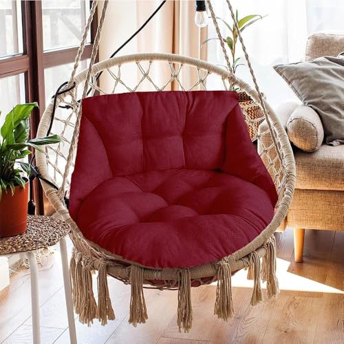 Hammock Chair Cushion, Hanging Basket Egg Chair Cushion Round Seat Thick Nest Back Pillow for Patio Garden Swing Chair Seat Pads (Only Pads) (Red) - color: Red