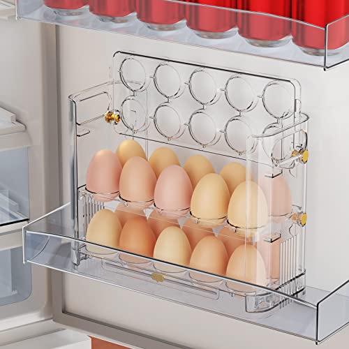 Reversible Egg Holder for Refrigerator and Countertop - Clear 30-Egg Storage Tray