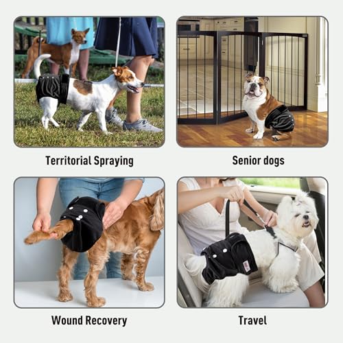 Washable Reusable Female Dog Diapers(5 Pack) Small Medium Large Doggie Puppy & Doggy Dog Diaper, Period Panties in Heat Medium Black - color: Black, size: Medium