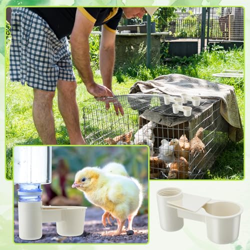 LemonRoad 24 Pcs Bird Drinker Feeder Cups Plastic Water Bottle Cup for Cage Ideal for Pigeon Bottle Chicken Quail Poultry Waterer Accessories (White) - color: White