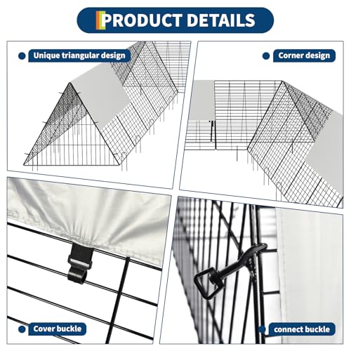 Garvee Chicken Tunnels for Outside with Corner Frames, Large Metal Chicken Runs with Weather-Resistant Cover, Easy to Setup, Portable Poultry Cage for Hens, Ducks, Rabbits (238.2x161.4x24.2 inch) - size: 40.9"L x 29.7"W x 2.8"H