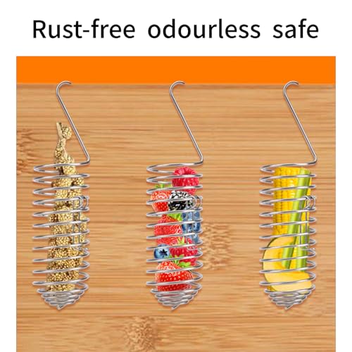 Bird Treats Holder, Stainless Steel Parrot Food Holder Hanging Basket Cage Accessories Bird Foraging Chew Toy Corn Cob Fruit Vegetable Millet Feeder for Macaw Cockatoo Parakeet Canary