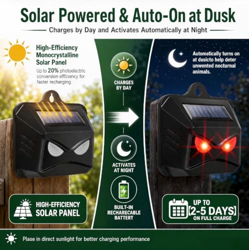 8 Pack Solar Predator Eyes Nocturnal Animal Repellent Outdoor,Auto Activate Animal Deterrent Predator Lights for Coyote,Racoon,Foxe,Skunk,Deer,Red LED Wildlife Guard for Yard, Garden,Farm,Chicken Coop